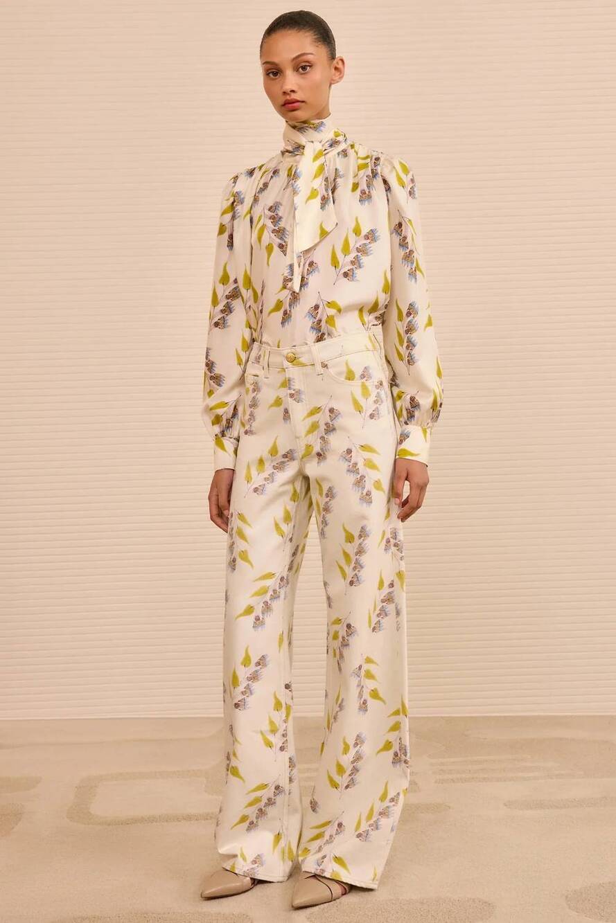 NEW ULLA JOHNSON willow wide leg jean in infinite flower